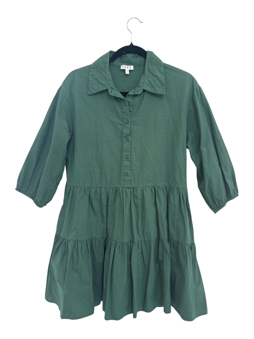 TCEC green tiered shirt dress